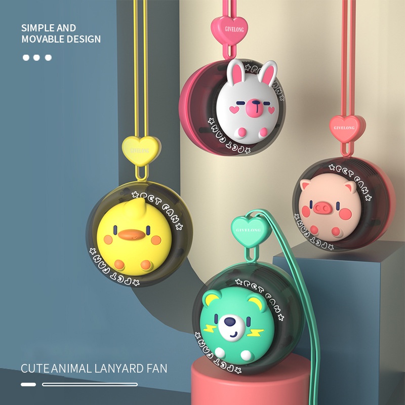 Quạt Đeo Cổ Cầm Tay Không Cánh Hoạt Hình Sạc usb Tiện Dụng