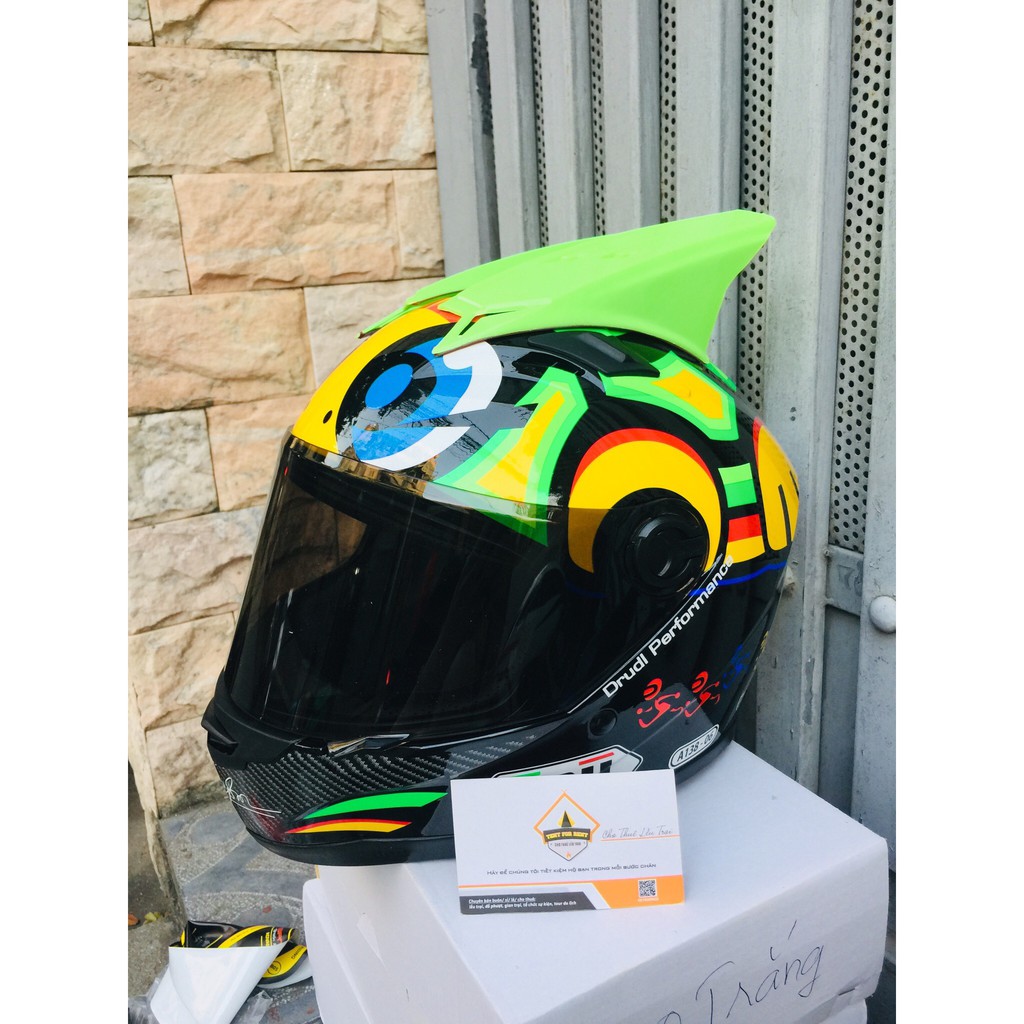 Mũ fullface agu rùa + sừng rùa