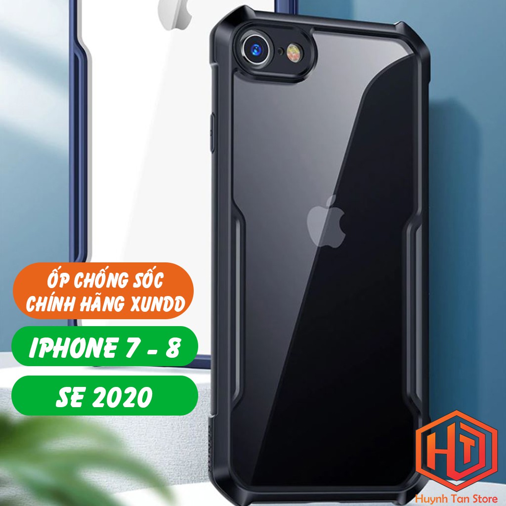 Ốp lưng Iphone 7 / 8 / SE 2020 chống sốc XUNDD trong suốt viền đen bo camera