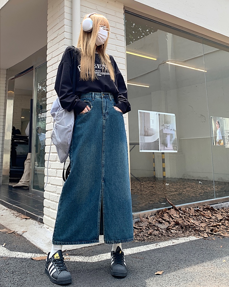 Chân Váy Denim Lưng Cao Phong Cách Mùa Thu Mới 57298