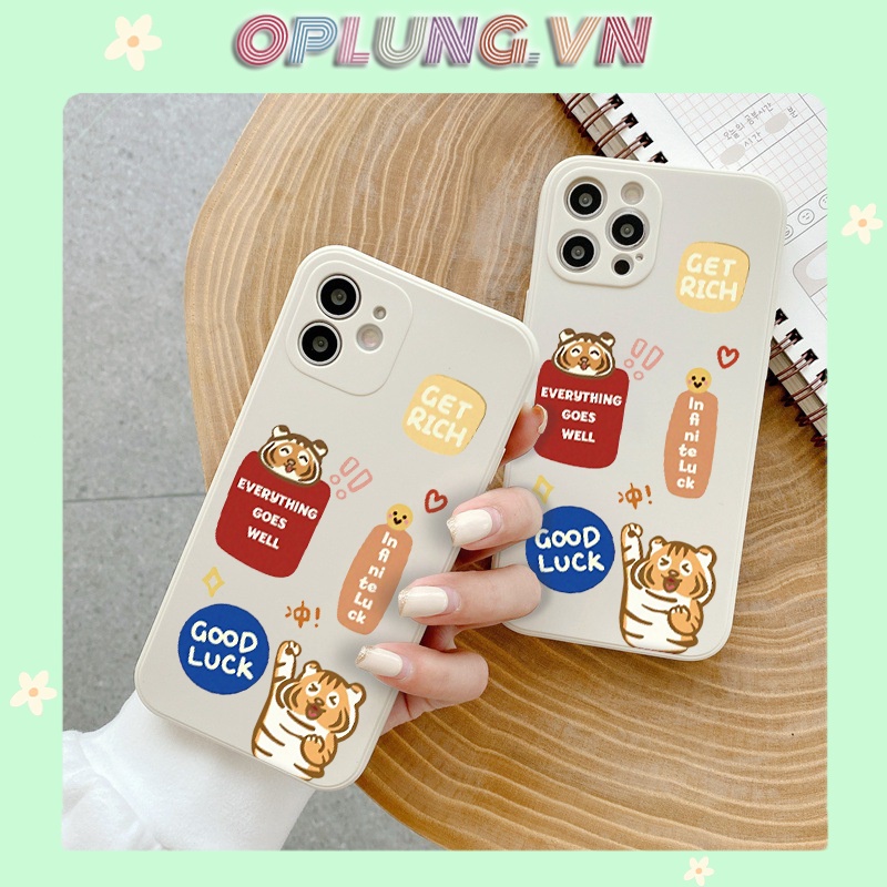 Ốp lưng iphone Tết 2022 Hổ good luck cạnh vuông cho ip 6splus/7/7plus/8/8plus/x/xr/xs/11/12/pro/max/plus/13pro max e171