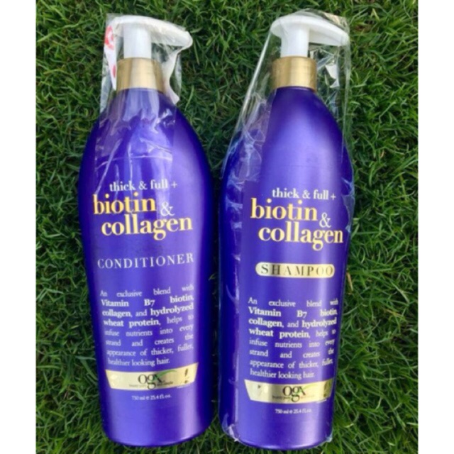 Dầu gội và xả OGX Biotin collagen 750ml