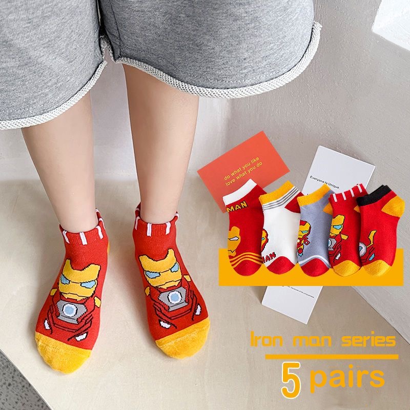 Set 5 Đôi Tất Cotton In Hình Siêu Anh Hùng Marvel Cho Bé