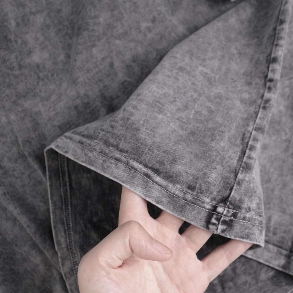 Áo Phông Cổ Tròn Loang Bò In Chữ ESSENTIALL Cao Su, Cotton Siêu Mịn Dày Dặn Thoải Mái Phong Cách AMBITION
