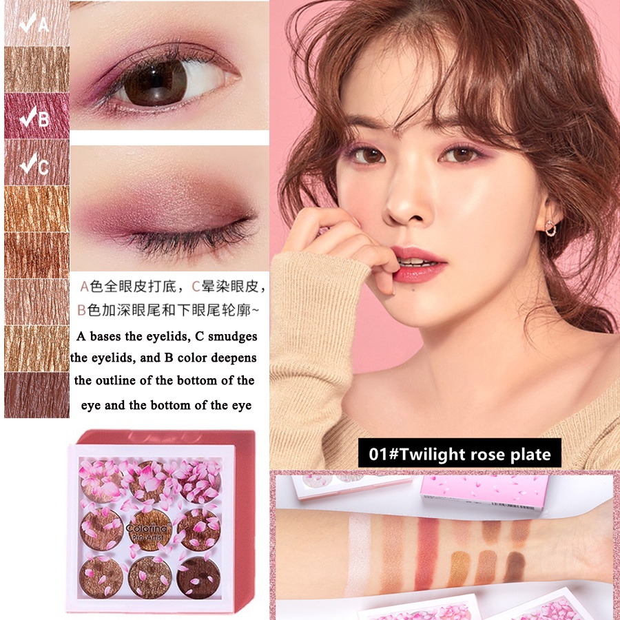 Bảng Phấn Mắt 9 Màu Sắc Tố Ngọc Trai Chống Nước Làm Sáng Da