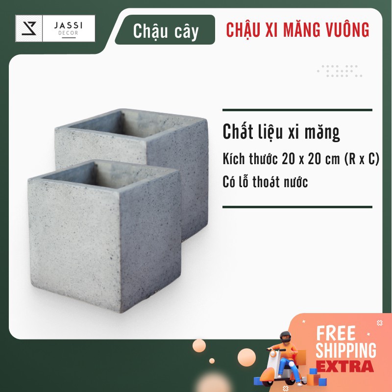 Chậu xi măng vuông trồng cây 20x20 cm - BC58