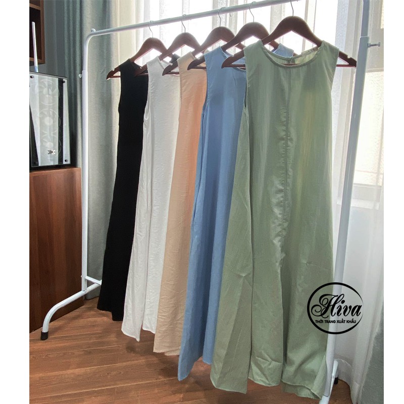 Váy 2 dây dáng suông chất đũi form rộng maxi , Đầm 3 lỗ trơn trắng đen be xanh dài (video/ảnh thật) | BigBuy360 - bigbuy360.vn