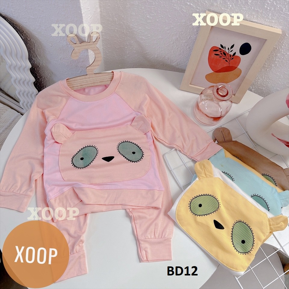 Bộ dài tay xoop chất thun lạnh  in họa tiết 2 mắt 2 tai cho bé  BD12 shop phúc yến