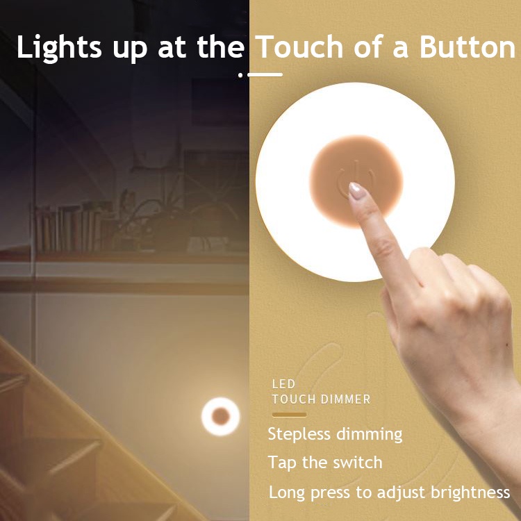 Đèn LED Tròn Cảm Biến Chuyển Động Không Dây Chạy Bằng Pin Dùng Cho Tủ Quần Áo Phòng Ngủ