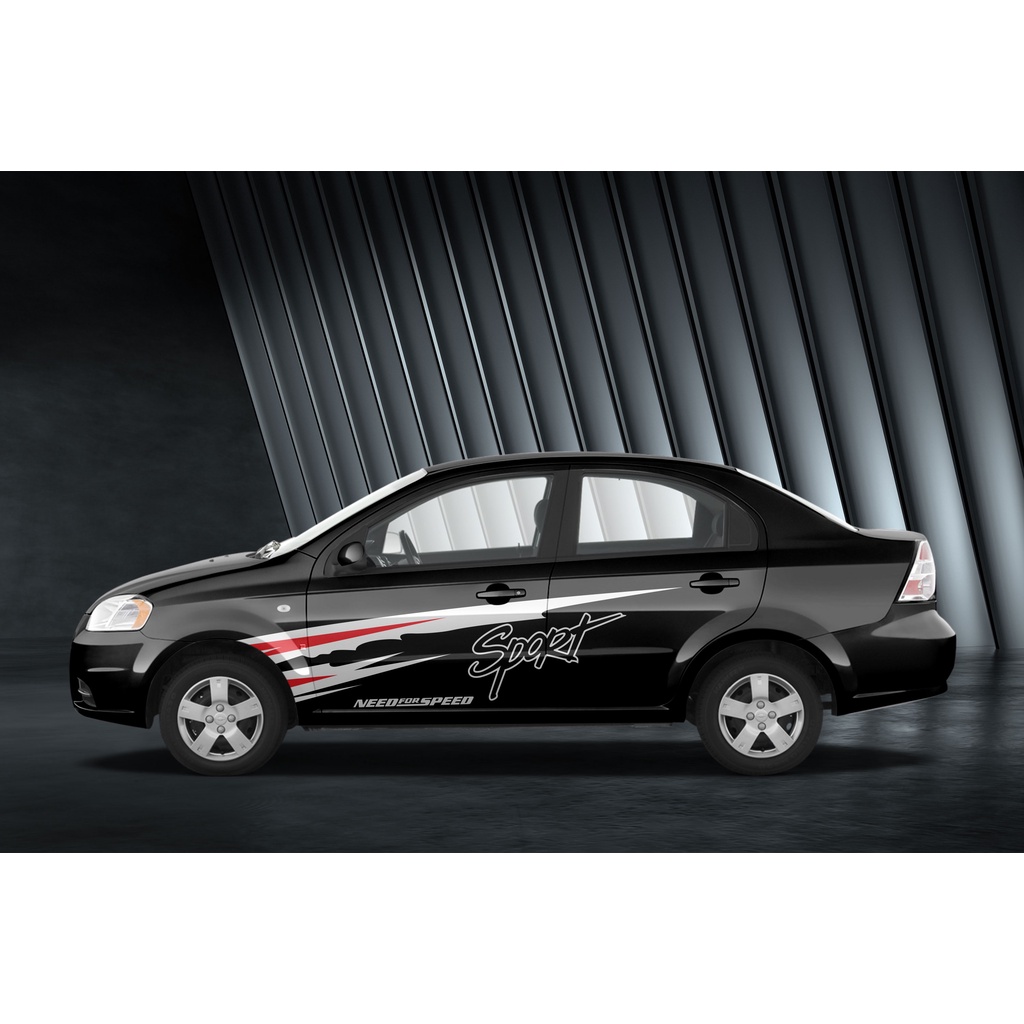 Tem sườn xe Aveo - Decal dán xe Aveo màu đen