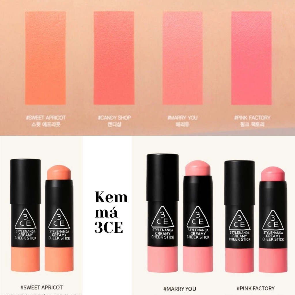 Phấn má hồng 3CE creamy cheek stick phấn má dạng kem - 3CE phấn má hồng dạng kem thỏi - NN HOUSE | BigBuy360 - bigbuy360.vn