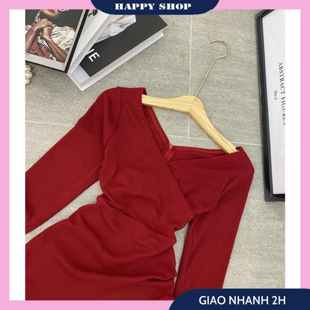 Váy Ôm Body Đỏ, Đầm Nữ Trễ Vai Tay Dài Đắp Chéo Chất Len Tăm Dày Dặn, Váy Thiết Kế Tôn Dáng Siêu Xinh Cho Nữ. | BigBuy360 - bigbuy360.vn