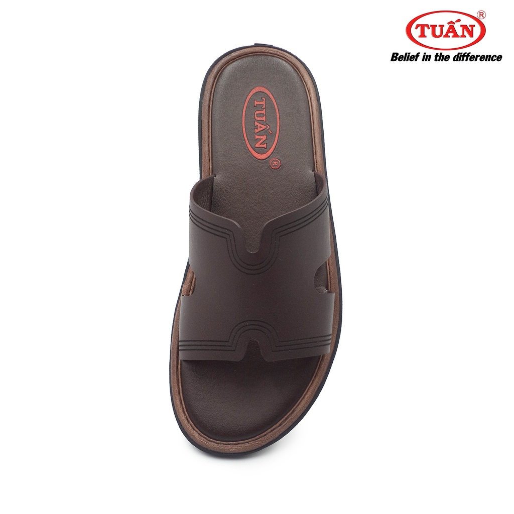 Dép da nam quai bảng ngang da bò tự nhiên thương hiệu Tuấn DXHU-83G