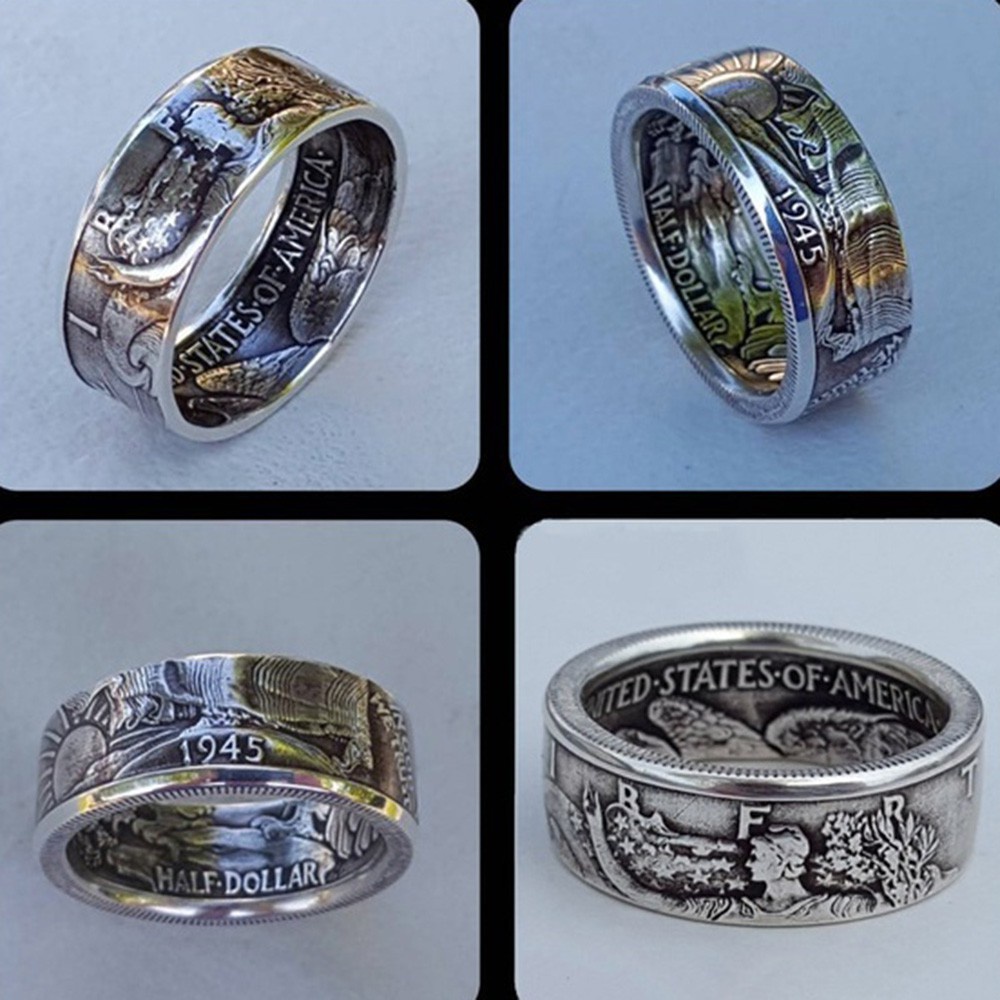 Nhẫn Hợp Kim Hình Đồng Đô La Mỹ 1945 Mihan1 Size 7-13