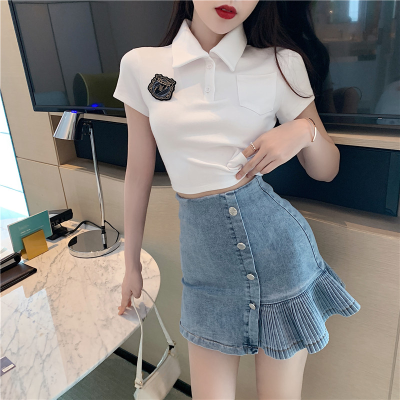 Women's new denim skirt High waist A-line skirt Pleated fishtail skirt Buttocks skirt was thin skirt