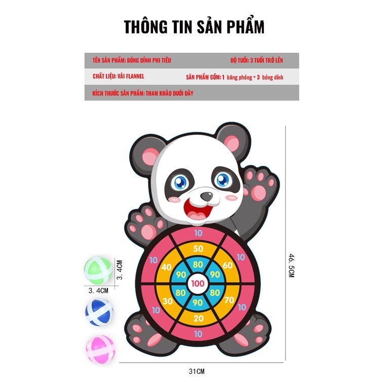 [TẶNG MÓC TREO] Bảng Phi Tiêu Ném Bóng Dính Banh Gai cho bé Đồ Chơi Tập Cầm Nắm Quan Sát Điều Khiển Học Đếm