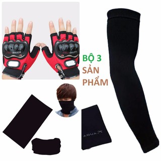 Combo Găng Tay Aqua Khăn Đa Năng Và Găng Tay Gù Hở Ngón Đi Phượt