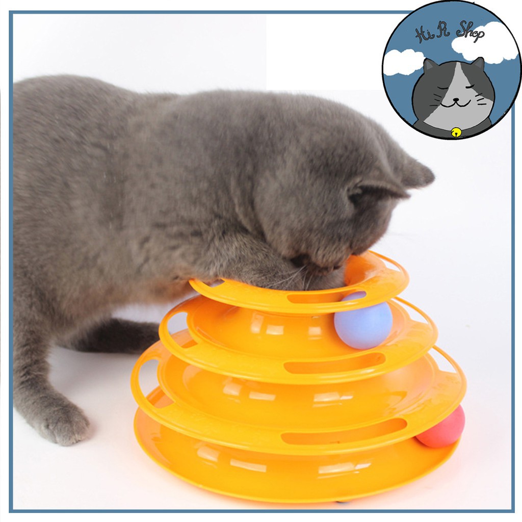 Đồ chơi mèo 3 tầng hình tháp banh cho mèo đùa nghich vui nhộn giảm stress cho mều