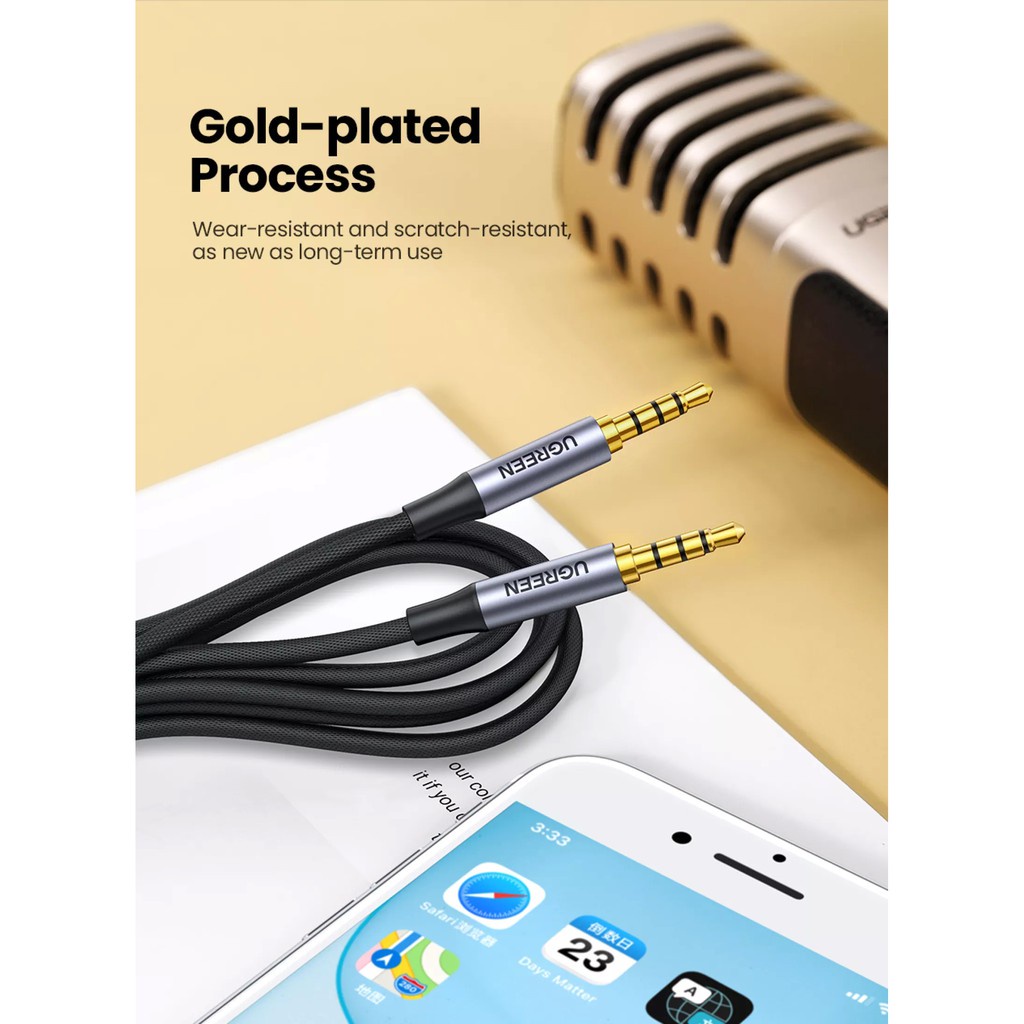 Dây cáp âm thanh + Míc 3.5mm UGREEN AV183 20497 20782 20785 10648 Chính hãng, kết nối Microphone