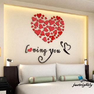 Sticker dán tường hình trái tim 3D xinh xắn trang trí nội thất