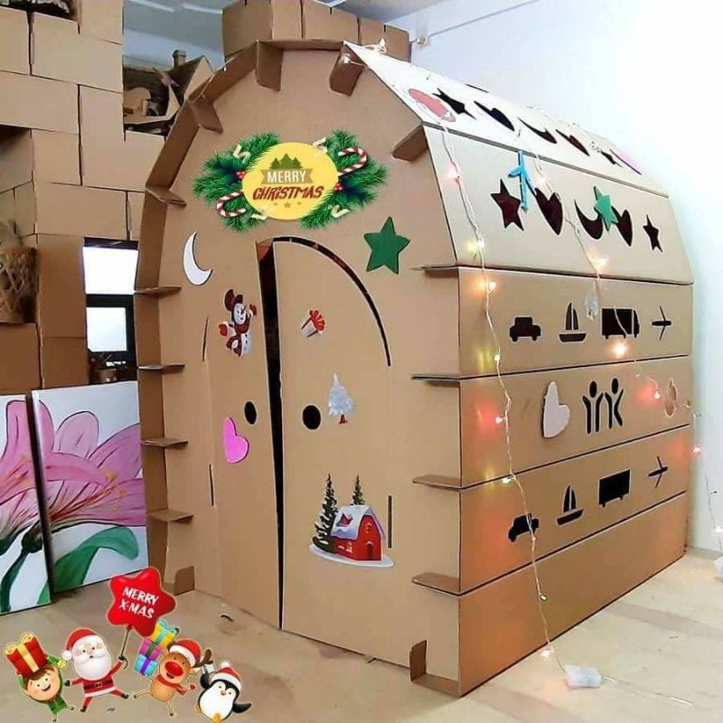 Mô hình nhà bìa carton cho bé từ 1 - 6 tuổi, chất liệu bìa catton, cho bé thỏa sức sáng tạo