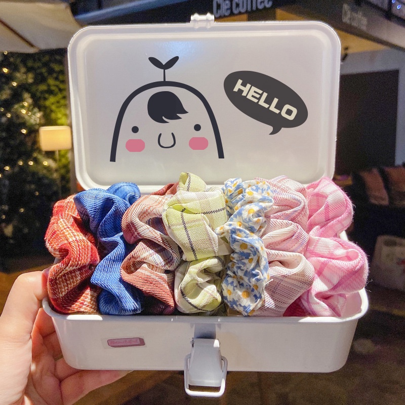 Dây Cột Tóc Cao Su Co Giãn Kẻ Sọc Caro Xinh Xắn Thời Trang Cho Nữ