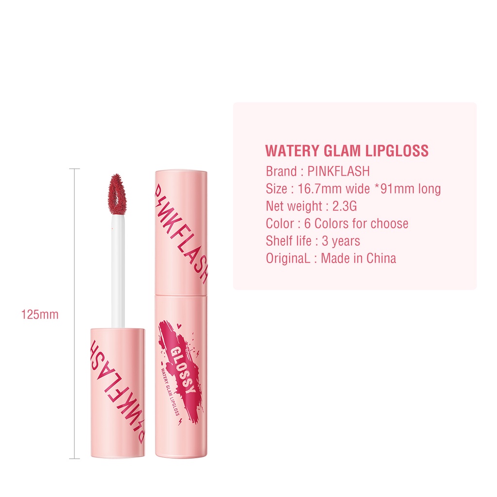 PINKFLASH Son môi Dính nước Son Kem Siêu bóng Tint Dưỡng ẩm Không dính Lâu trôi 30g | BigBuy360 - bigbuy360.vn