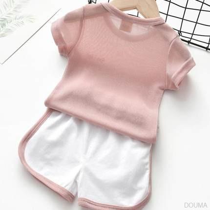 Bộ Áo Thun Tay Ngắn In Hình Vẽ Hoạt Họa Và Quần Đùi Thể Thao Dành Cho Bé Gái