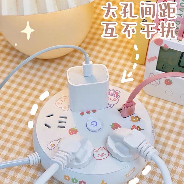 Ổ Cắm Điện Thông Minh Hình Tròn Đa Năng Có Cổng USB Tiện Dụng