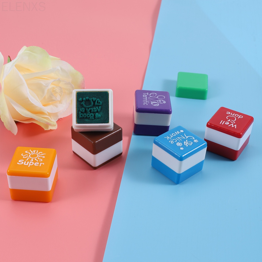 Set 6 con dấu in chữ tiếng anh hoạt hình cho bé