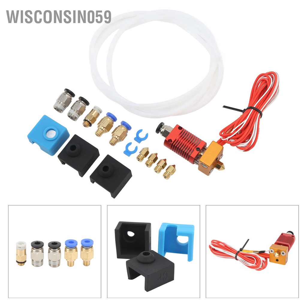 Wisconsin059 Bộ Hotend lắp ráp cho Ender 3 với phụ kiện khí nén Phần tử sưởi nhiệt điện trở đầu phun MK8