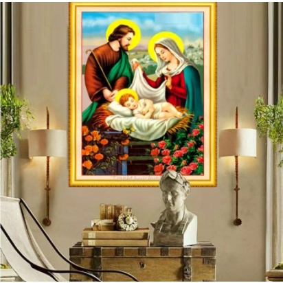 TRANH THÊU 3D GIA ĐÌNH CHÚA LV3027 (45X64)