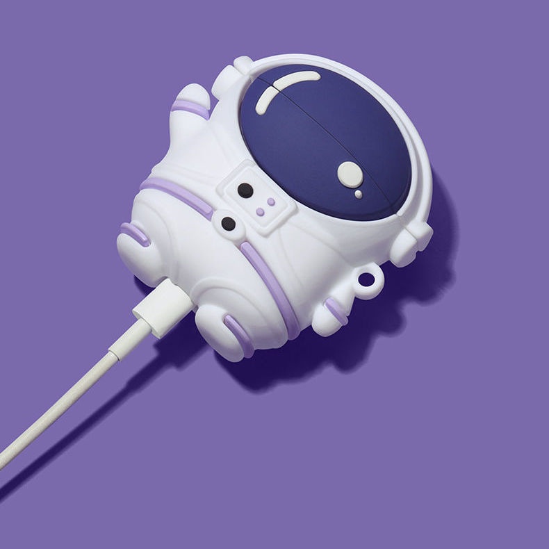 Vỏ bảo vệ hộp sạc tai nghe bluetooth không dây bằng silicon mềm hình phi hành gia thích hợp cho Airpods 1/ 2