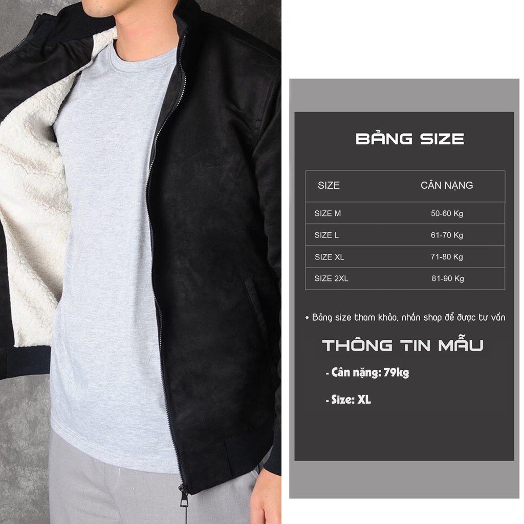 Áo khoác da lót lông nam Menswear, thời trang cao cấp giữ nhiệt tốt, chất mềm mịn thời trang hàn quốc