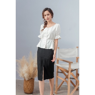 KOKA Design Sơ mi cổ tim nơ eo 49102