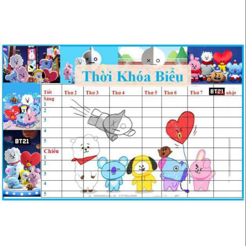 (nhiều mẫu) Thời khoá biểu BT21 BTS và thành viên