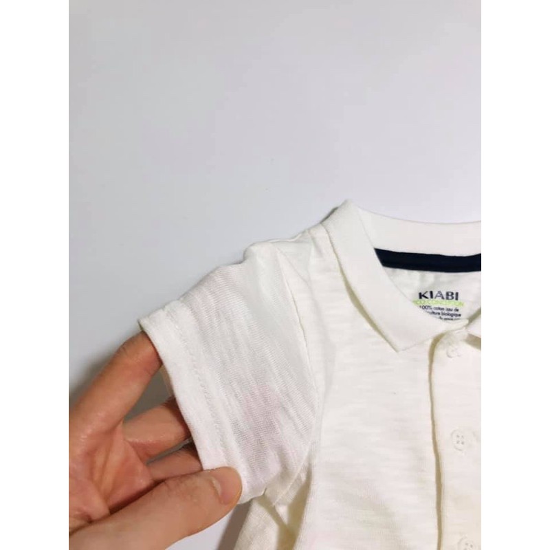 Áo Polo Cộc Tay bé trai màu trắng ngà