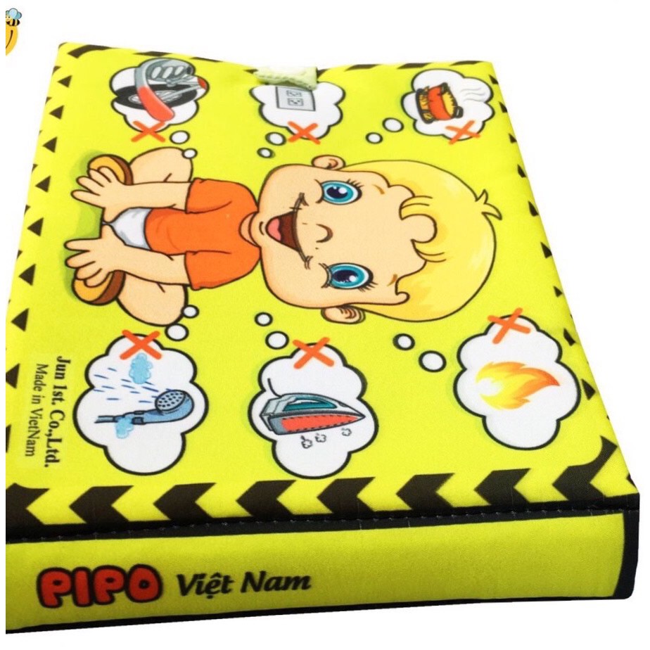 Sách vải cơ bản thương hiệu PiPo Việt Nam chủ đề Cảnh báo Bỏng giúp trẻ cảnh báo các tình huống có thể gây nguy hiểm Bỏn