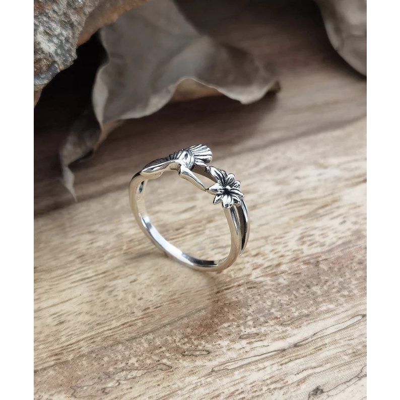 Nhẫn Hợp Kim Hình Chim Ruồi Phong Cách hip hop Cổ Điển Cho Nam Và Nữ