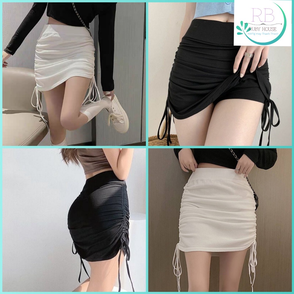 Chân váy kèm quần rút hông RUBY HOUSE86 2 màu đen, trắng, chất dãn tắm co dãn tốt , có quần trong, trẻ trung