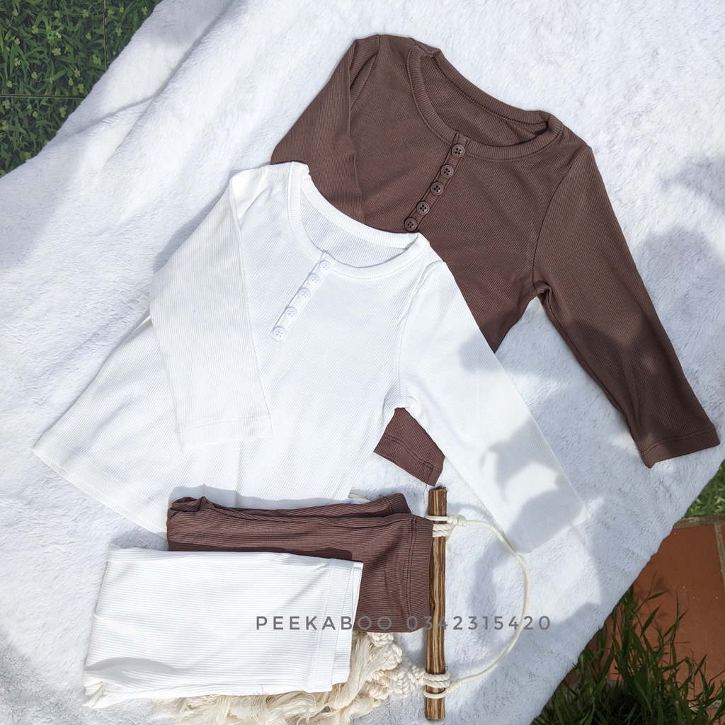 [PEEKABOO] BỘ ĐỒ DÀI TAY LEN TĂM SIÊU MỀM MỊN THOÁNG MÁT HÀNG QUẢNG CHÂU CAO CẤP