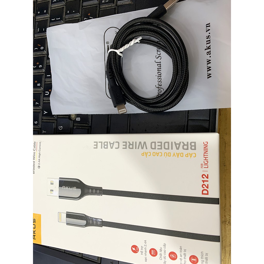 Cáp Sạc IPDây Dù AKUS Chân sạc Dài 1m 2m ✓Sạc ✓Chất Lượng Cao ✓Bảo Hành 3 Tháng