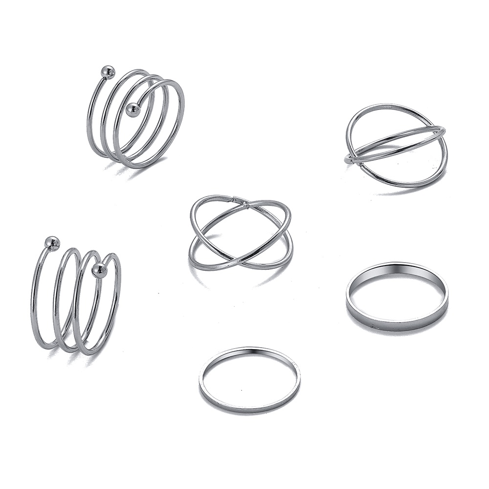 Set 6 Nhẫn Hình Thánh Giá Màu Vàng/Bạc/Đen Cho Nữ