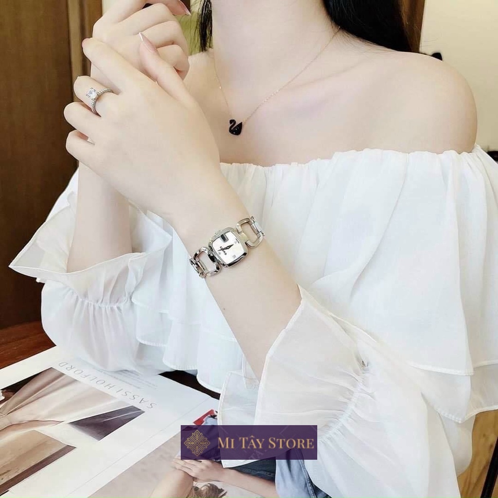 Đồng hồ nữ Gucci đeo tay size 26mm phong cách nhẹ nhàng chống nước 3ATM chống trầy máy Nhật cao cấp | MI TÂY 56T586M1380