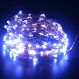 Dây Đèn Dài 5m Gồm 50 Đèn LED Chạy Bằng Pin Dùng Trong Nhà Và Ngoài Trời( màu sáng xanh)