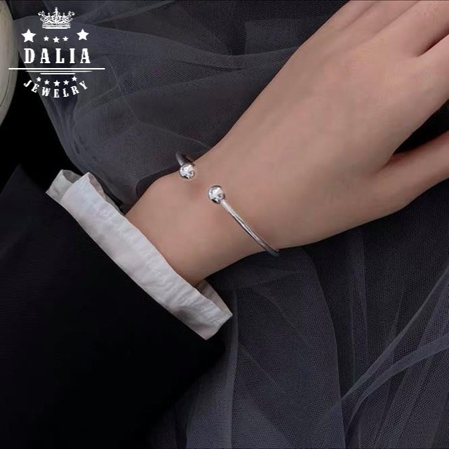 Lắc tay - vòng tay bạc nữ DaLiA Jewelry hình tròn khắc chữ theo yêu cầu