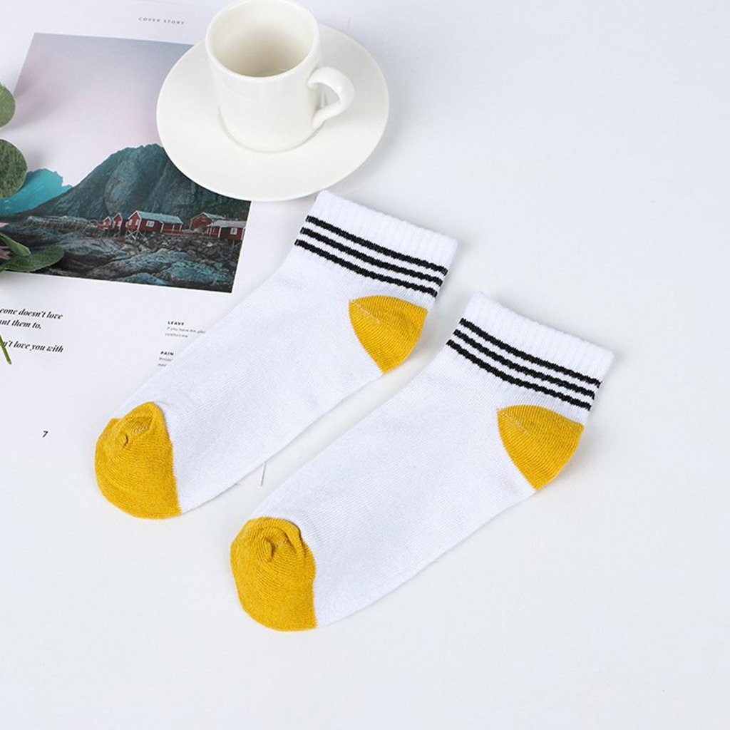 [Set 5 Đôi Tất Vớ]Tất Vớ Nữ Thun Cotton Trắng 3 Sọc Ngang Buta Tn07