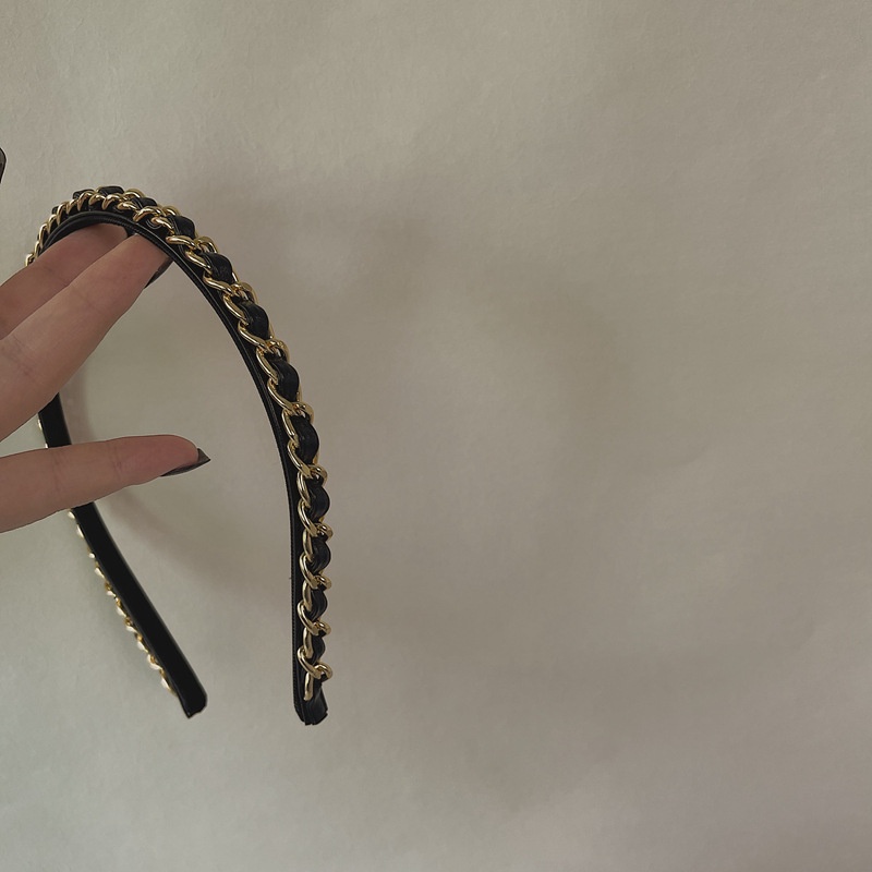 Băng Đô Dây Xích Bằng Da Kiểu Dáng Đơn Giản Hợp Thời Trang