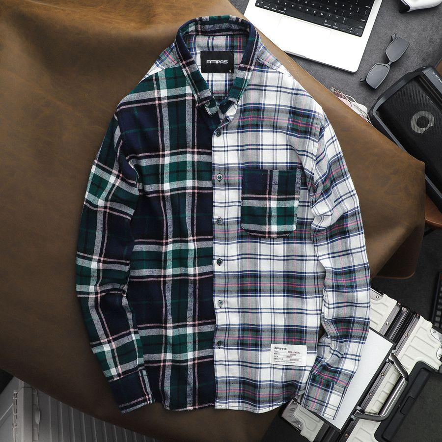 Áo Sơ Mi Nam Dubin Phối Họa Tiết Caro Hai Màu Chất Vải Flannel Mềm Mịn Phong Cách Trẻ Trung Form Chuẩn - FAPAS