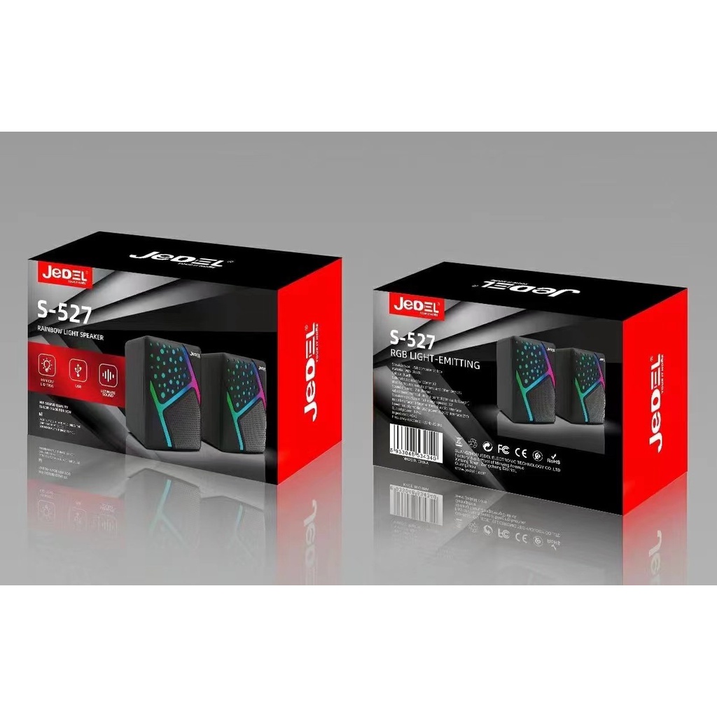 LOA MÁY TÍNH VÀ LAPTOP BỘ 2C MÀU ĐEN CÓ LED 7 MÀU JEDEL S-527